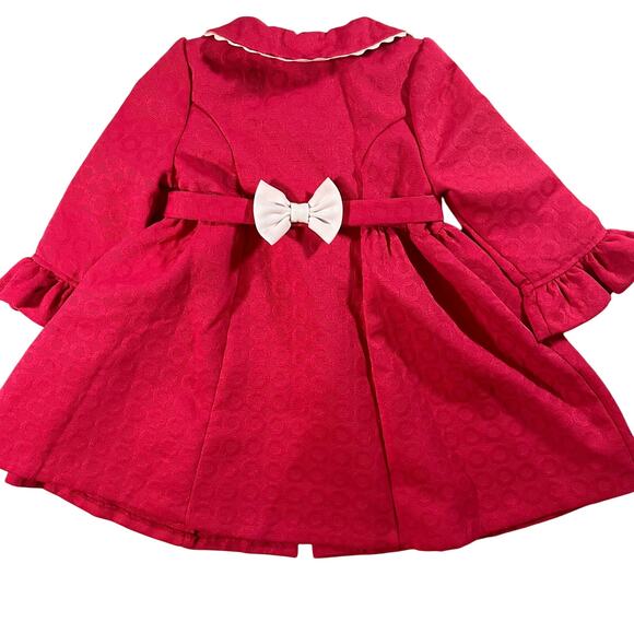 Girls Pink Coat with Bows - 24 Months Bonnie Baby Dressy Coat - Picture 2 of 11